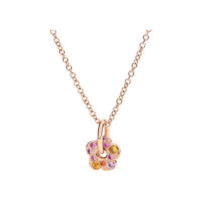 Charm Dodo Nature fleur en or rose et email